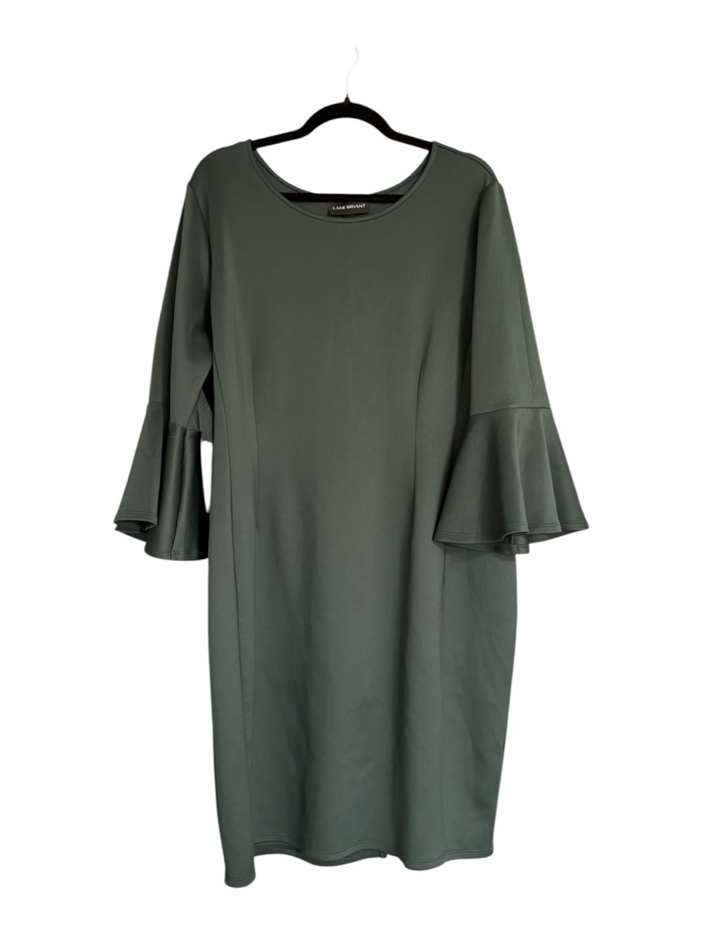Lane Bryant Size 20 Green Bell Sleeve Shift Dress Stretch Plus Size